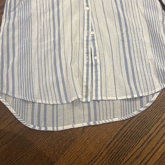 Sundance Blue White Striped Button Up cotton shirt size M - Picture 4 of 9
